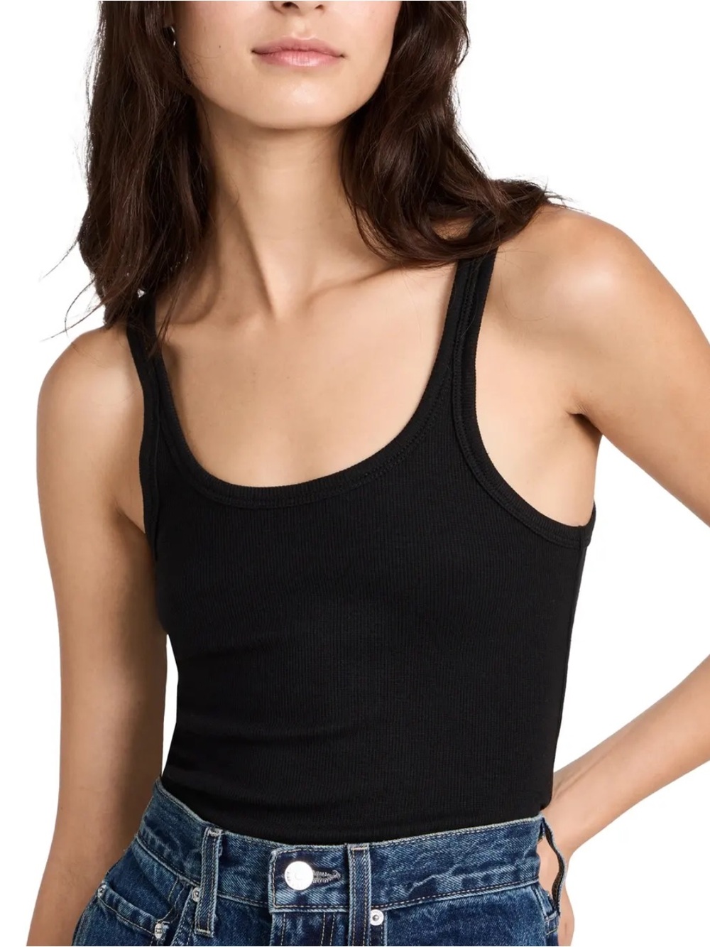 AYR Women's Ribbed Tank Top Large Stretchy Pima Cotton Modal Spandex